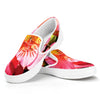 Pink Alstroemeria Print White Slip On Shoes