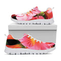 Pink Alstroemeria Print White Running Shoes