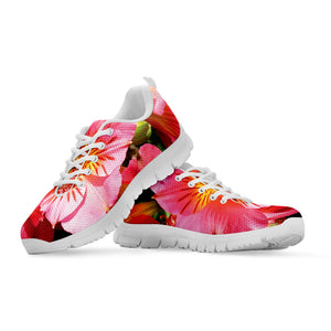 Pink Alstroemeria Print White Sneakers