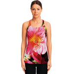 Pink Alstroemeria Print Women's Racerback Tank Top