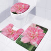 Pink Amaryllis Print 3 Piece Bath Mat Set