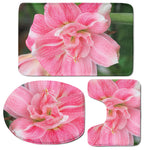 Pink Amaryllis Print 3 Piece Bath Mat Set