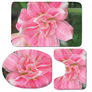 Pink Amaryllis Print 3 Piece Bath Mat Set