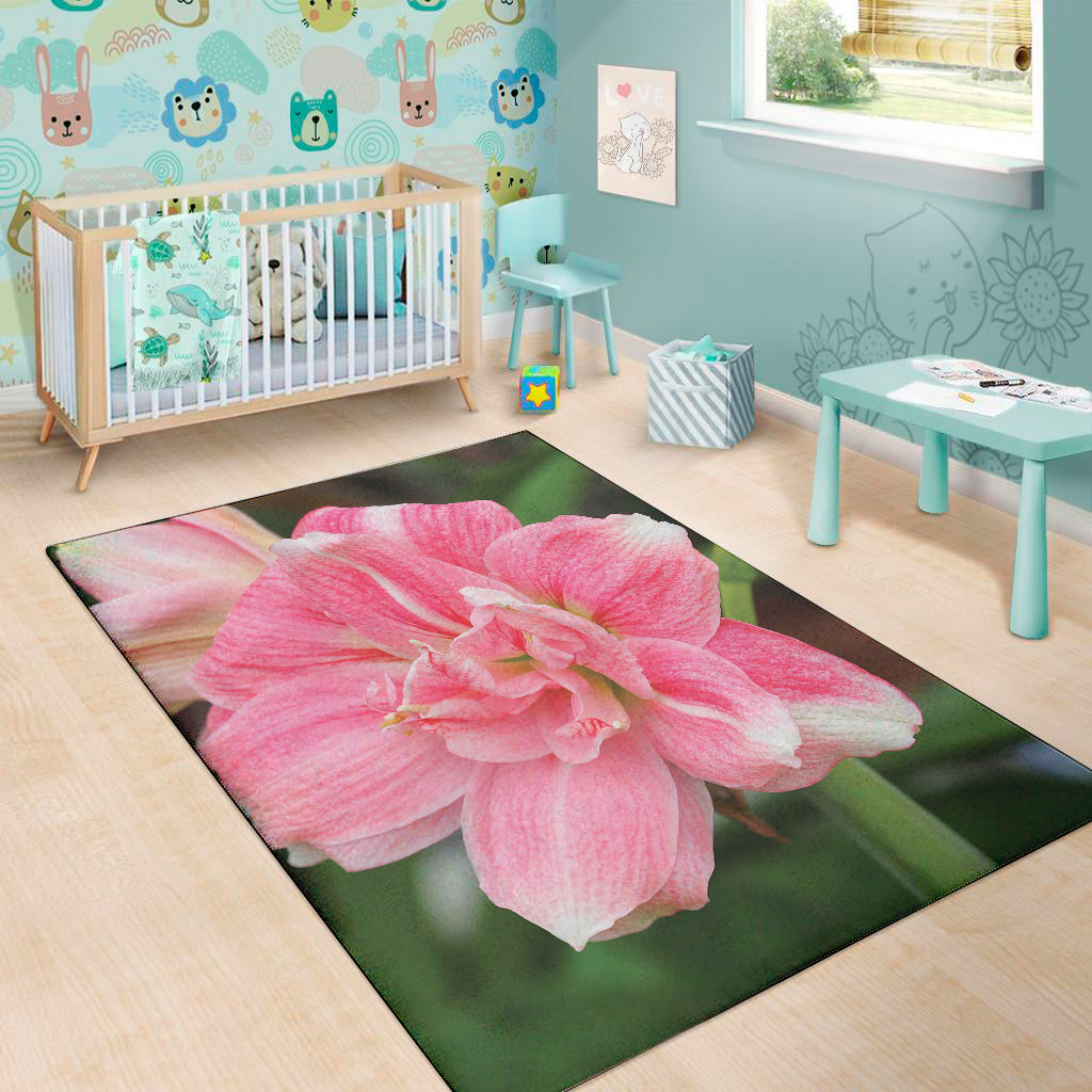 Pink Amaryllis Print Area Rug