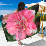 Pink Amaryllis Print Beach Sarong Wrap