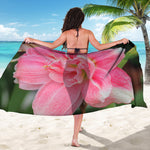 Pink Amaryllis Print Beach Sarong Wrap