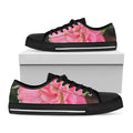Pink Amaryllis Print Black Low Top Sneakers