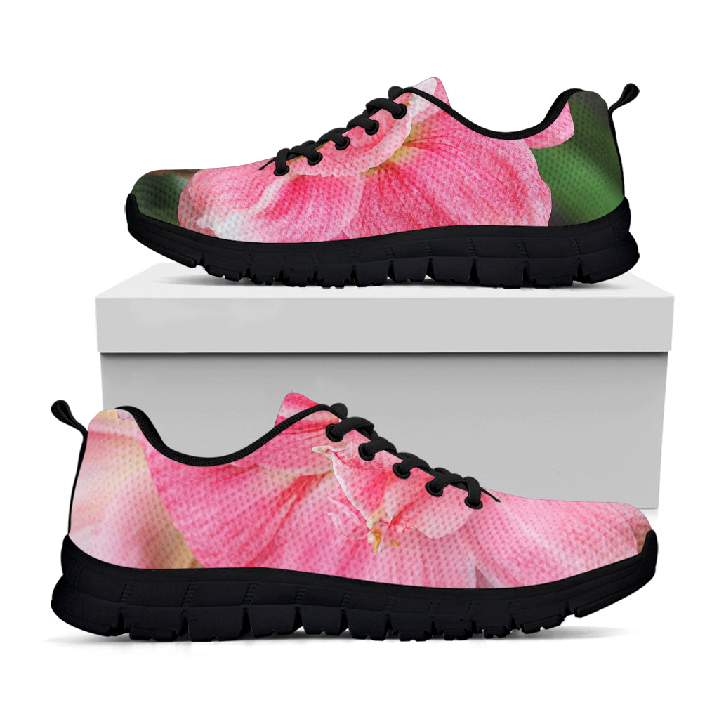 Pink Amaryllis Print Black Sneakers