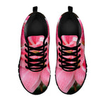 Pink Amaryllis Print Black Sneakers