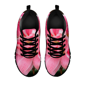 Pink Amaryllis Print Black Sneakers