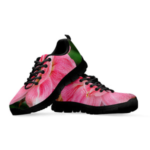 Pink Amaryllis Print Black Sneakers