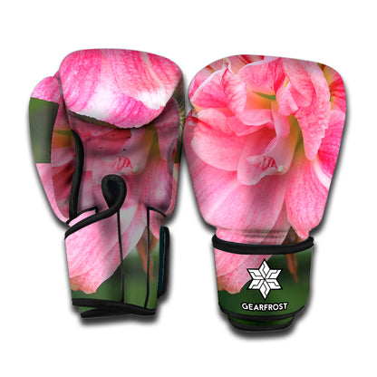 Pink Amaryllis Print Boxing Gloves