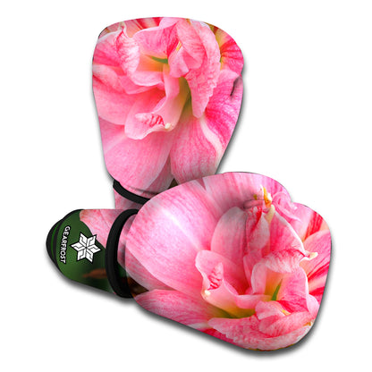 Pink Amaryllis Print Boxing Gloves