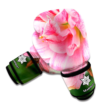 Pink Amaryllis Print Boxing Gloves