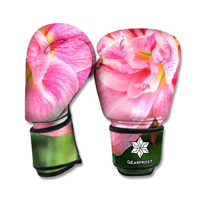 Pink Amaryllis Print Boxing Gloves