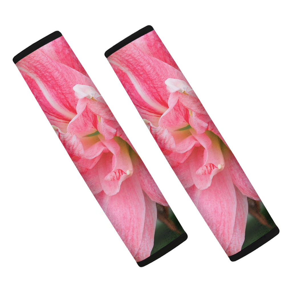 Pink Amaryllis Print Car Seat Belt Covers