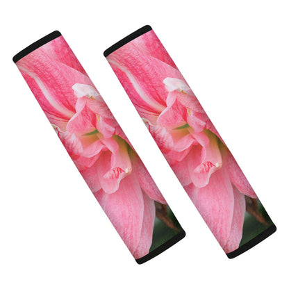 Pink Amaryllis Print Car Seat Belt Covers