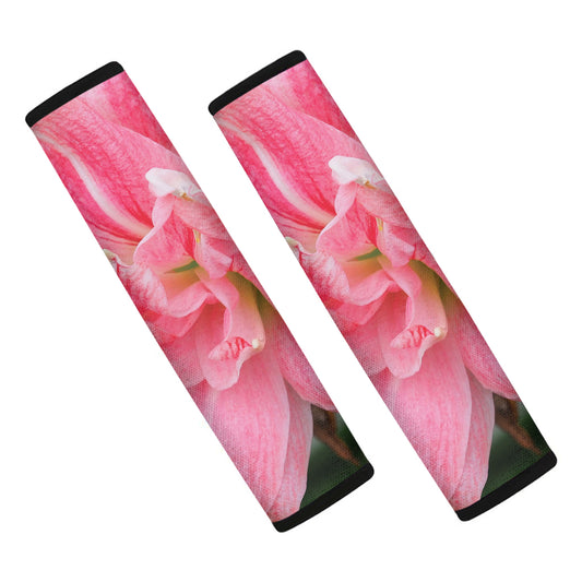 Pink Amaryllis Print Car Seat Belt Covers