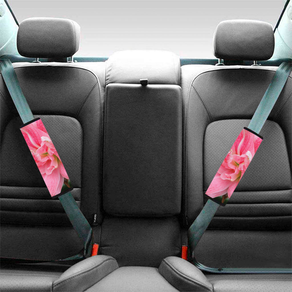 Pink Amaryllis Print Car Seat Belt Covers