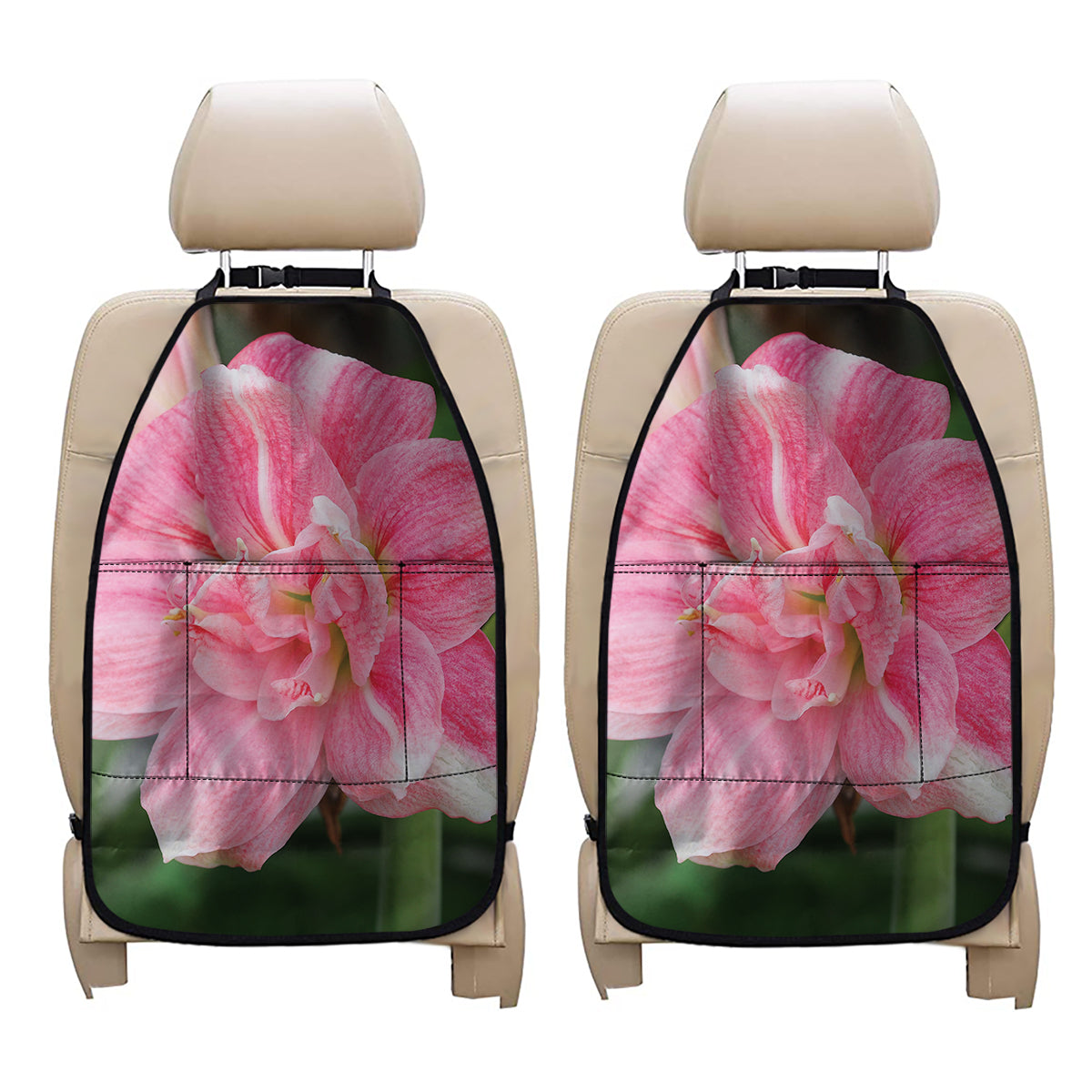 Pink Amaryllis Print Car Seat Organizers