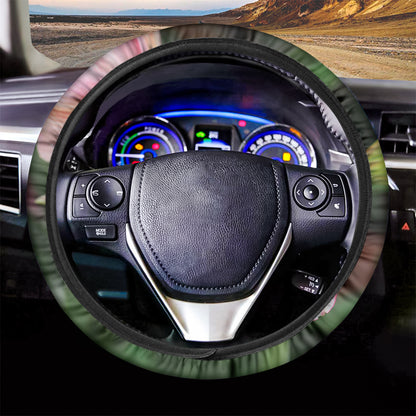 Pink Amaryllis Print Car Steering Wheel Cover