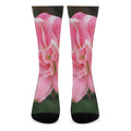 Pink Amaryllis Print Crew Socks