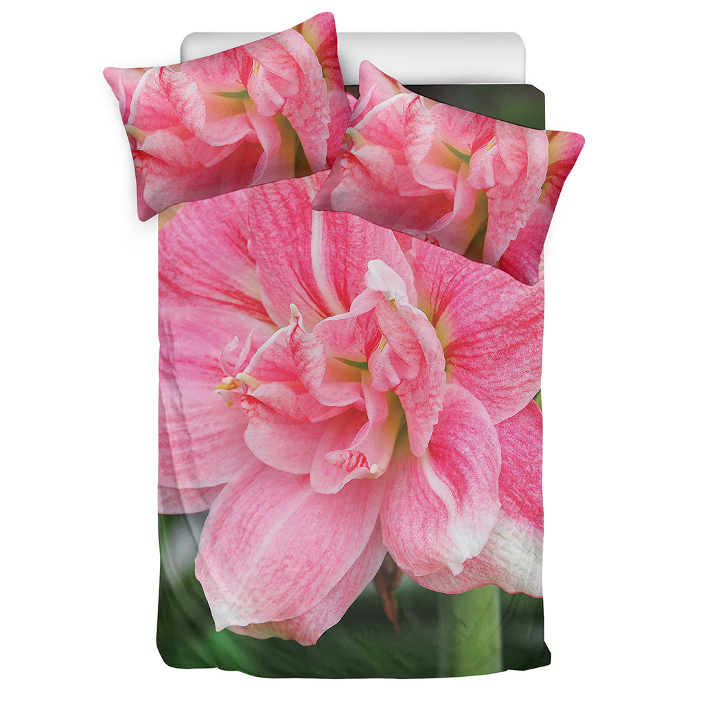 Pink Amaryllis Print Duvet Cover Bedding Set