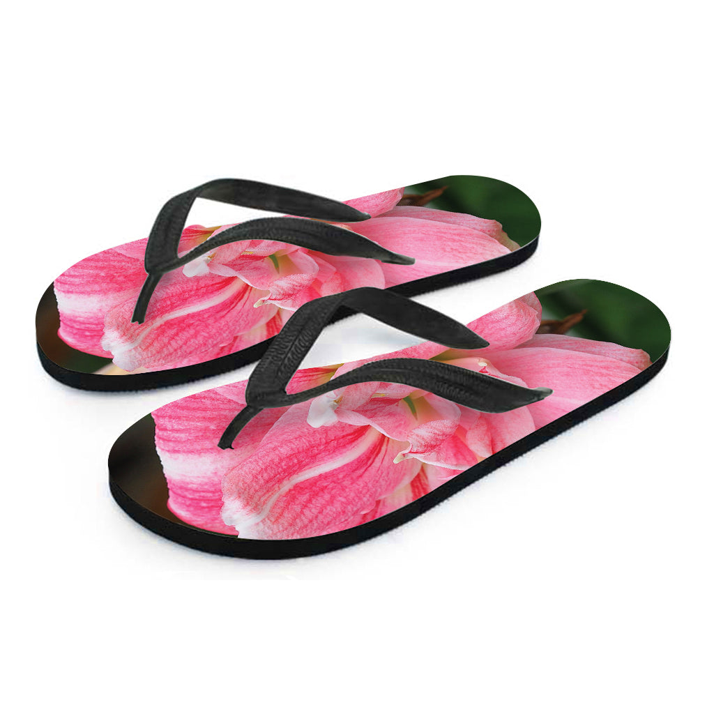 Pink Amaryllis Print Flip Flops