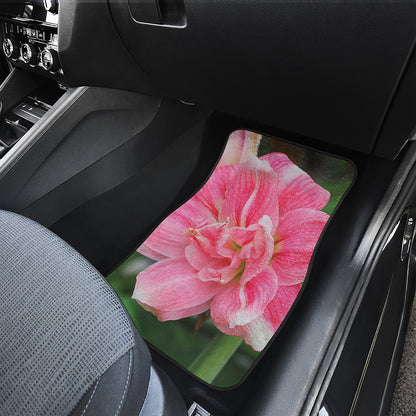 Pink Amaryllis Print Front and Back Car Floor Mats