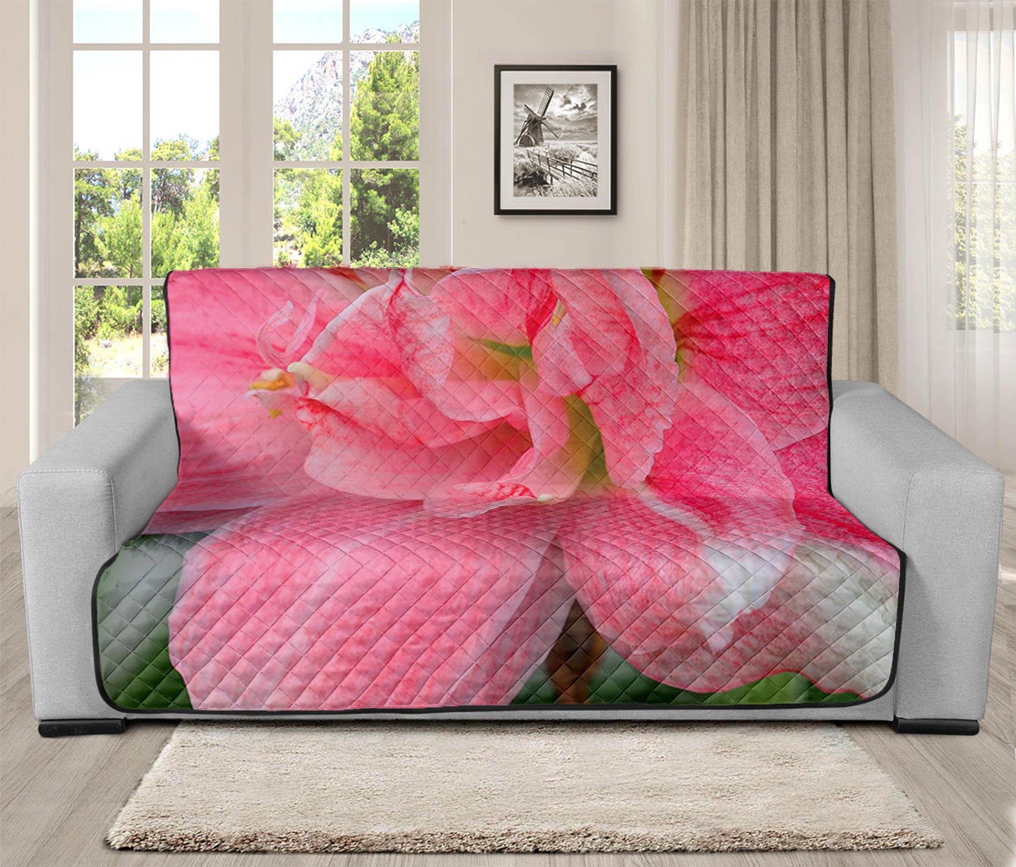 Pink Amaryllis Print Futon Protector