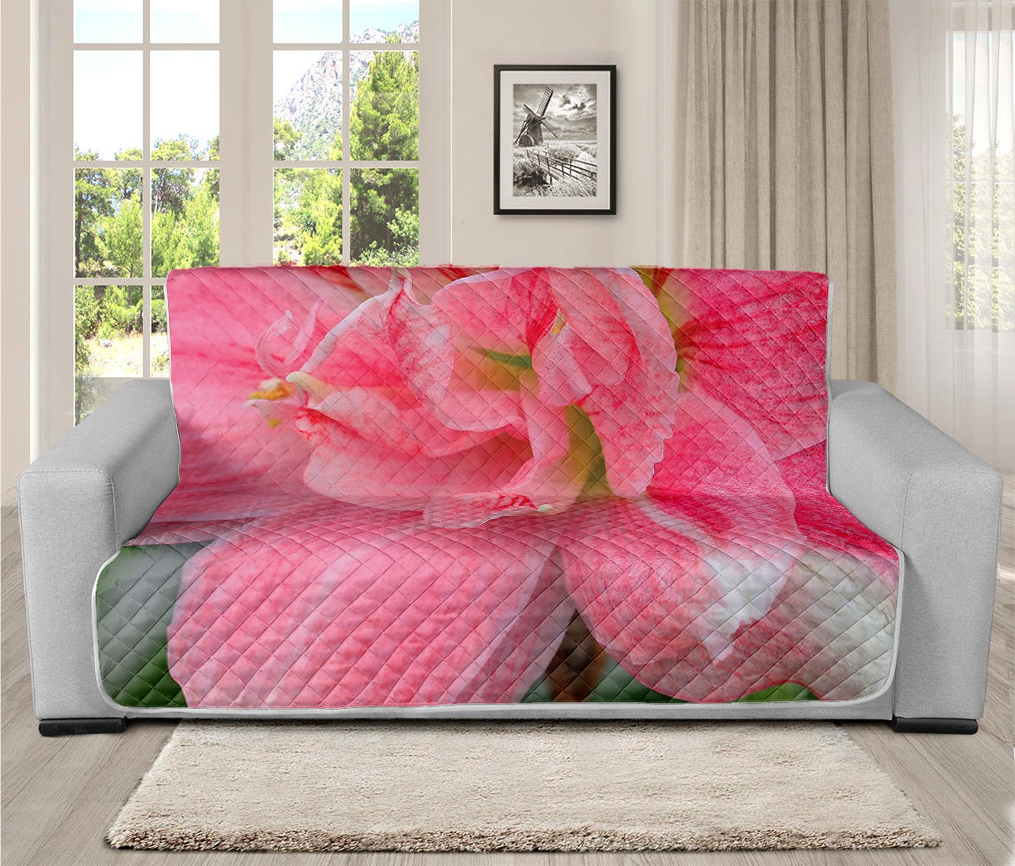 Pink Amaryllis Print Futon Protector