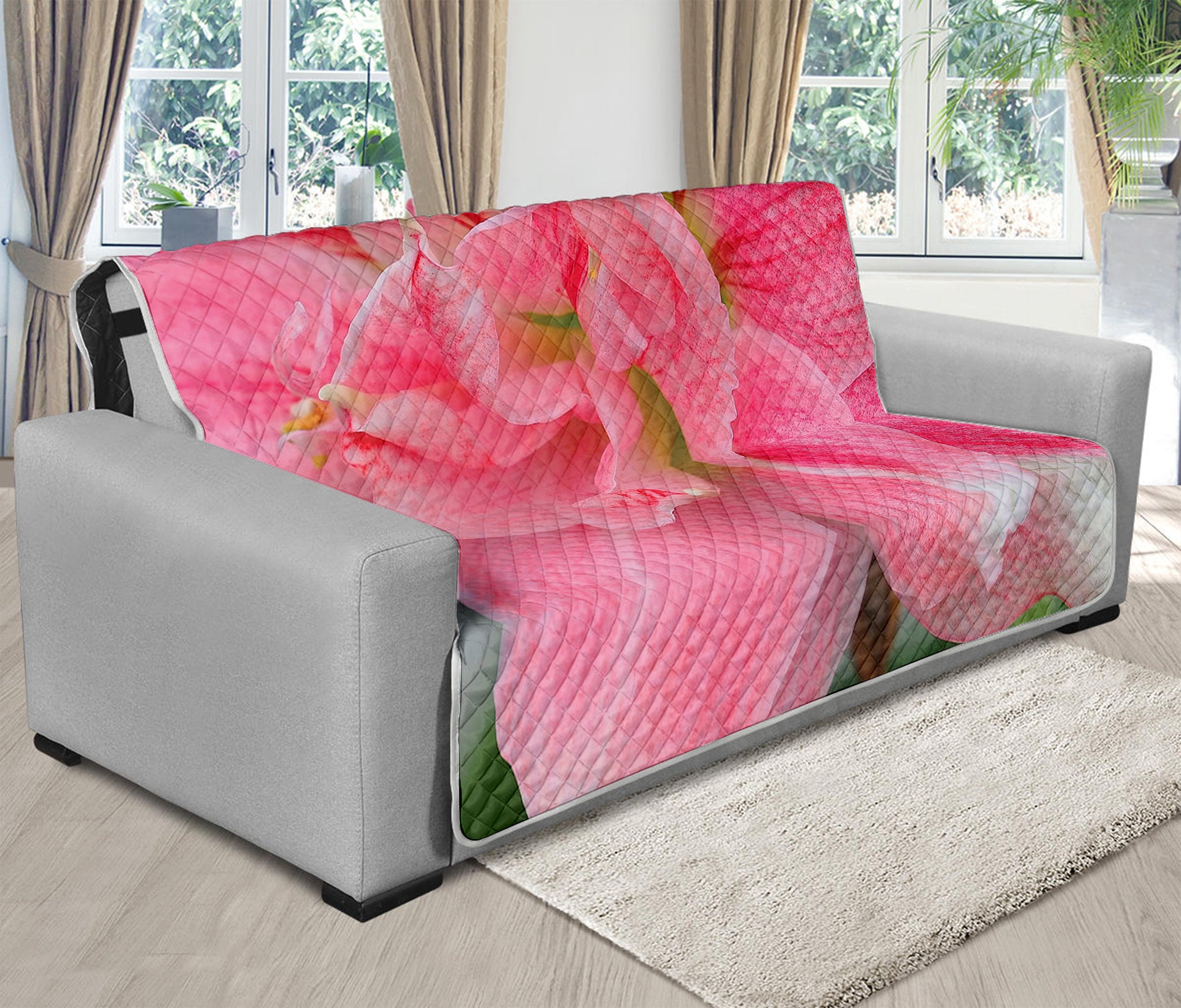 Pink Amaryllis Print Futon Protector