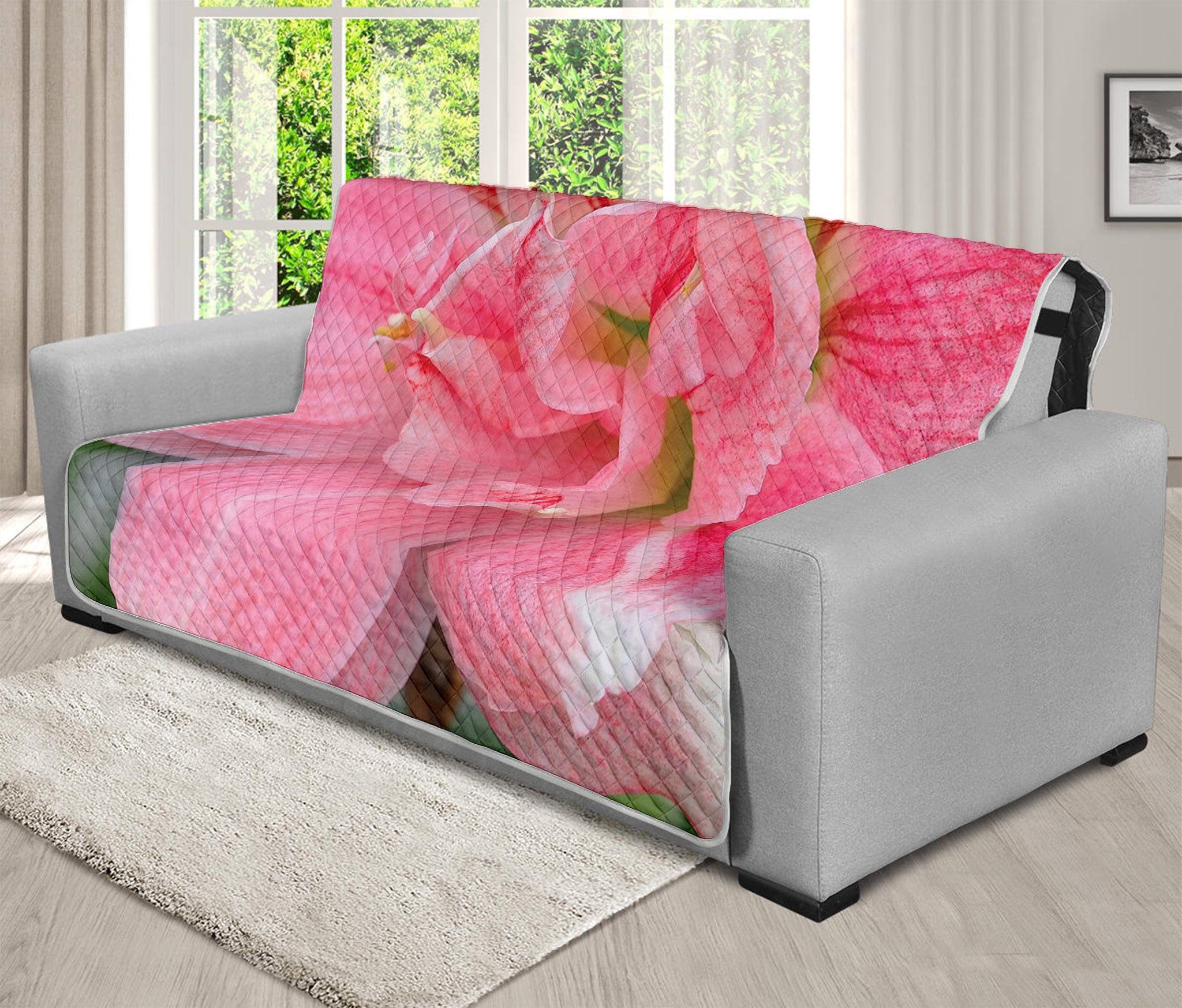 Pink Amaryllis Print Futon Protector