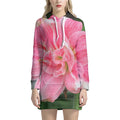 Pink Amaryllis Print Pullover Hoodie Dress