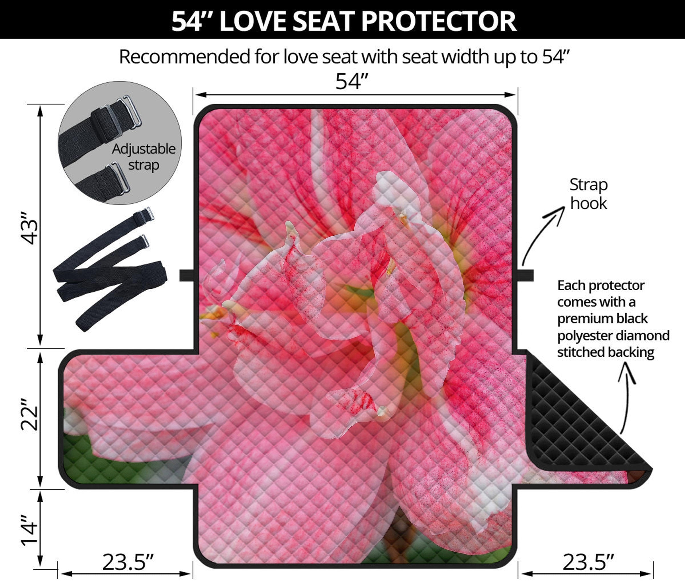 Pink Amaryllis Print Loveseat Protector