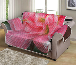 Pink Amaryllis Print Loveseat Protector