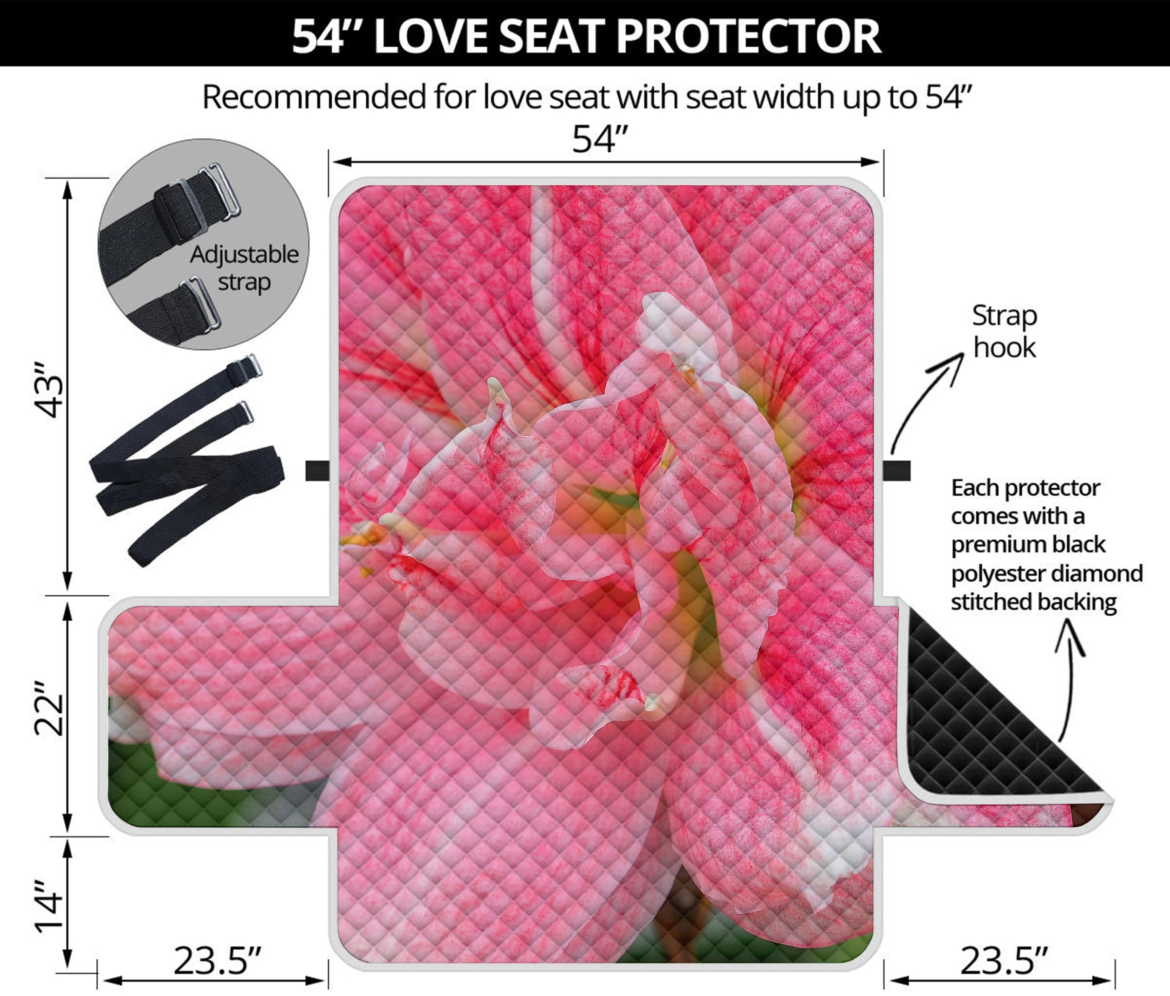 Pink Amaryllis Print Loveseat Protector