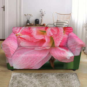 Pink Amaryllis Print Loveseat Slipcover