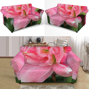 Pink Amaryllis Print Loveseat Slipcover