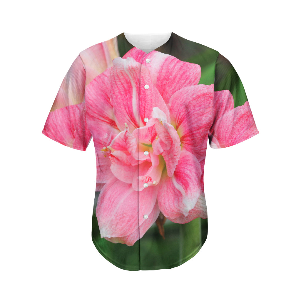 Pink Amaryllis Print Men's Baseball Jersey