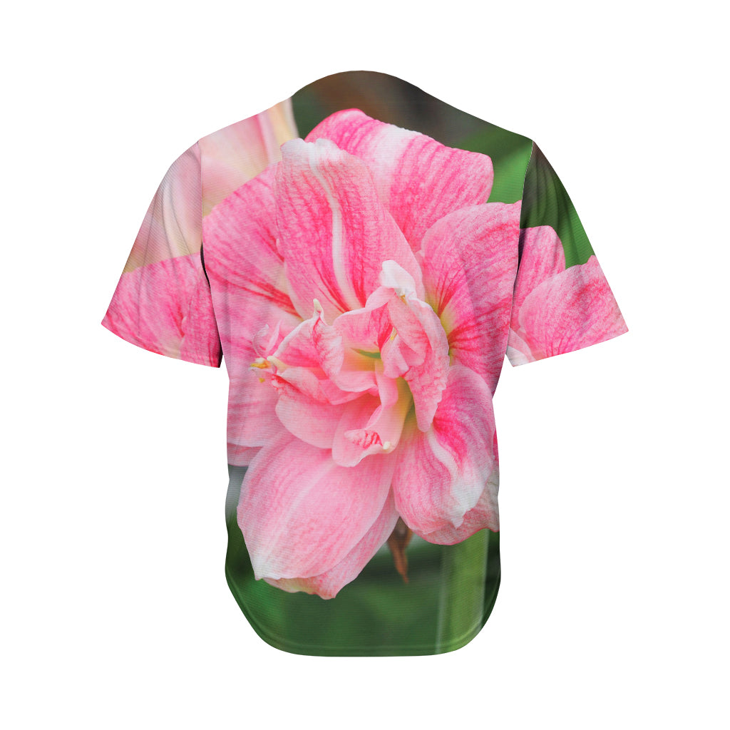 Pink Amaryllis Print Men's Baseball Jersey