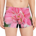 Pink Amaryllis Print Men's Boxer Briefs