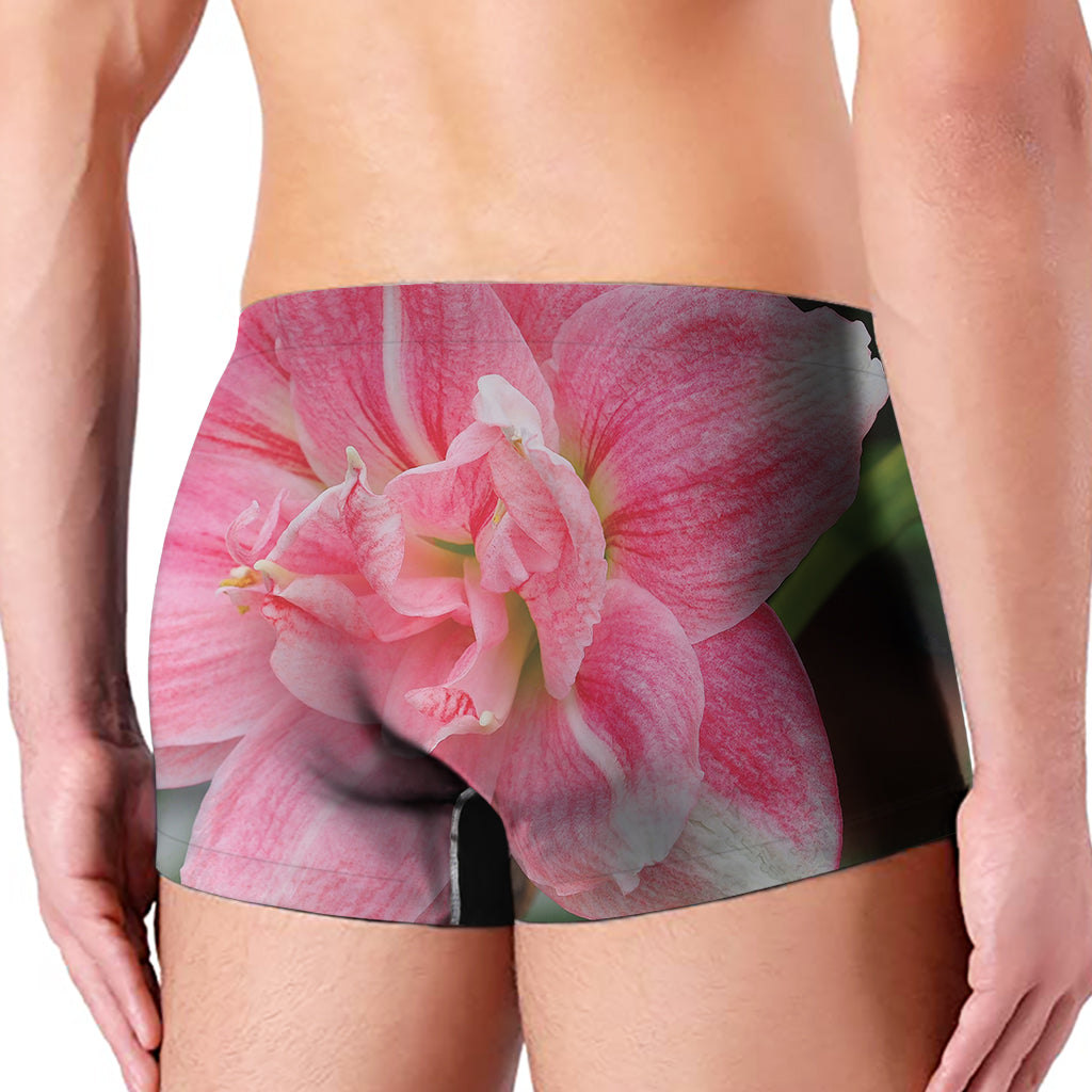 Pink Amaryllis Print Men's Boxer Briefs