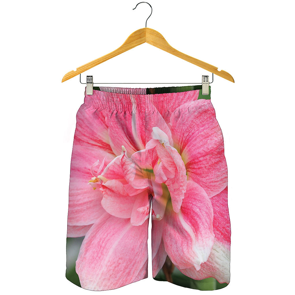 Pink Amaryllis Print Men's Shorts