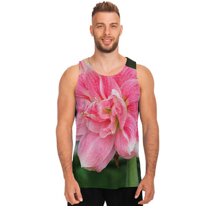 Pink Amaryllis Print Men's Tank Top