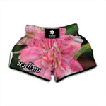 Pink Amaryllis Print Muay Thai Boxing Shorts