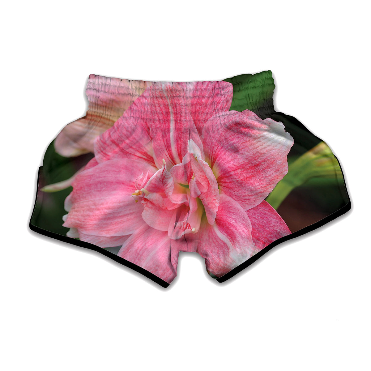 Pink Amaryllis Print Muay Thai Boxing Shorts