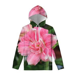 Pink Amaryllis Print Pullover Hoodie