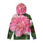 Pink Amaryllis Print Pullover Hoodie