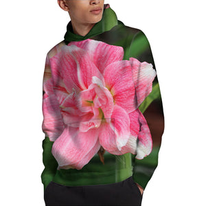 Pink Amaryllis Print Pullover Hoodie